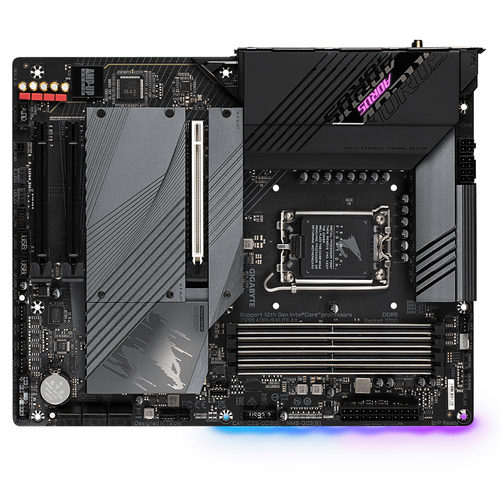 PLACA de BAZA Gigabyte "Z690 AORUS ELITE AX", skt LGA 1700, ATX, Intel Z690, 4 x DDR5, max. 128 GB, 6 x SATA, 4 x M.2, 7.1, "Z690 AORUS ELITE AX" — miniatură