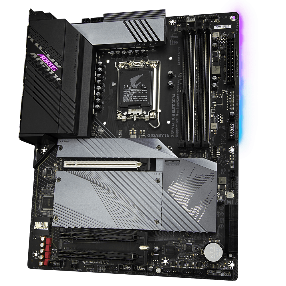 PLACA de BAZA Gigabyte "Z690 AORUS ELITE DDR4", skt LGA 1700, ATX, Intel Z690, 4 x DDR4, max. 128 GB, 6 x SATA, 2 x M.2, 7.1, "Z690 AORUS ELITE DDR4" — miniatură