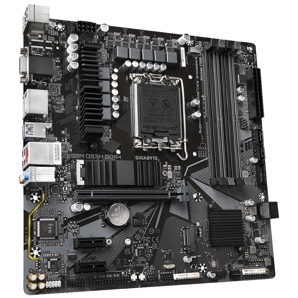 PLACA de BAZA Gigabyte "Z690M DS3H DDR4", skt LGA 1700, mATX, Intel Z690, 4 x DDR4, max. 128 GB, 4 x SATA, 2 x M.2, 7.1, "Z690M DS3H DDR4"