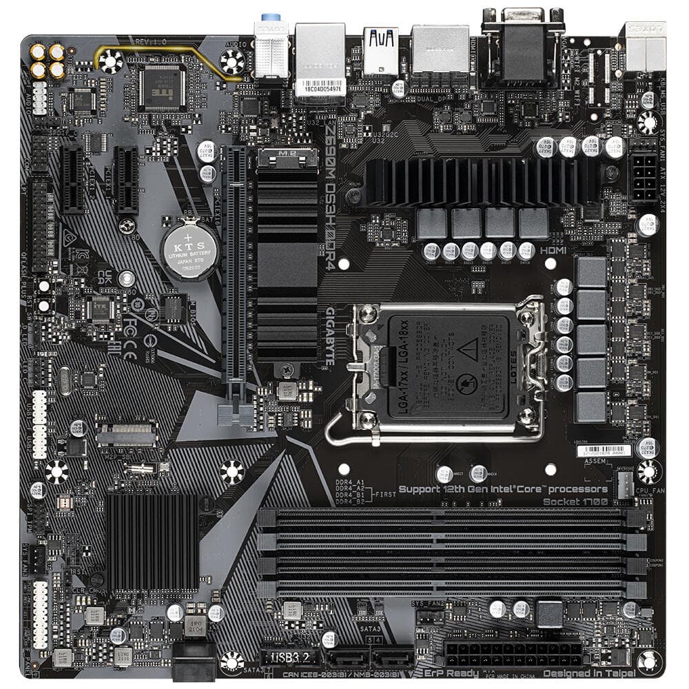 PLACA de BAZA Gigabyte "Z690M DS3H DDR4", skt LGA 1700, mATX, Intel Z690, 4 x DDR4, max. 128 GB, 4 x SATA, 2 x M.2, 7.1, "Z690M DS3H DDR4" — miniatură