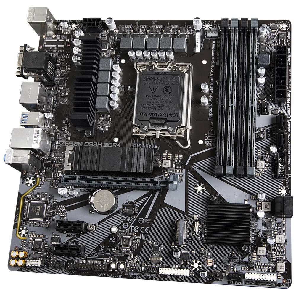 PLACA de BAZA Gigabyte "Z690M DS3H DDR4", skt LGA 1700, mATX, Intel Z690, 4 x DDR4, max. 128 GB, 4 x SATA, 2 x M.2, 7.1, "Z690M DS3H DDR4" — miniatură