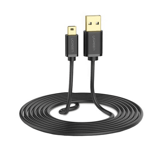 CABLU USB Ugreen, "US132" USB 2.0 (T) la Mini-USB (T) 5 Pin, 1m, conectori auriti, negru, "10355" - 6957303813551