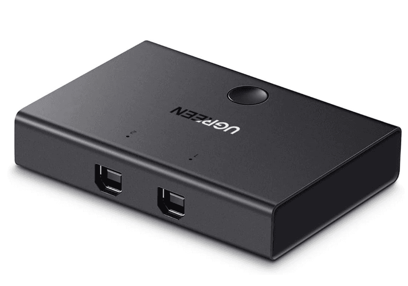 SWITCH USB SHARING Ugreen, "30345" porturi USB: USB-B x 2, conectare prin USB 2.0, cablu 1.5m inclus, buton comutare PC, LED, plastic, negru, "30345" - 6957303833450