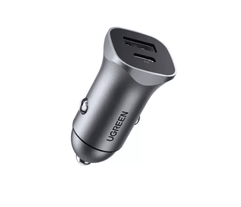 INCARCATOR auto Ugreen, "CD130" USB Type-C x 1 Output 5V/3A QC3.0, USB x 1 Output 5V/3A, total output 30W, pt. bricheta auto, gri "40858" - 6957303848584