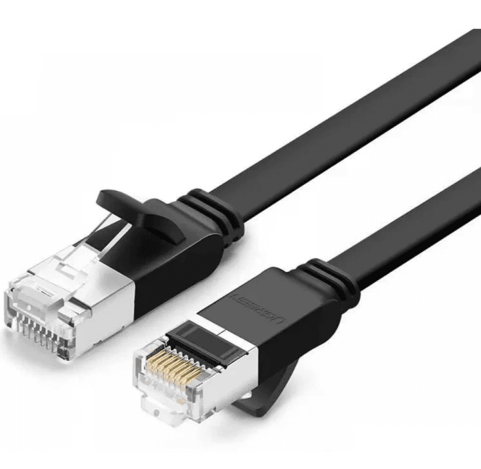 PATCH CORD UTP Ugreen Cat6, "NW101" fire din cupru, flat, viteza maxima 1 Gbps, 2m, negru "50185" - 6957303851850