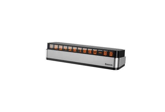 SUPORT numar de telefon parbriz Baseus, functie de inchidere si deschidere prin apasare, sase seturi de numere incluse, argintiu "ACNUM-B0S" - 6953156293854