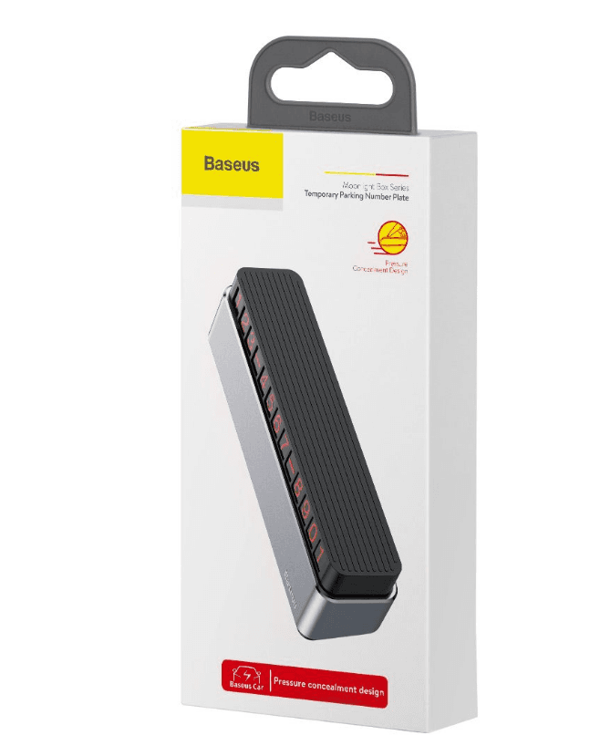 SUPORT numar de telefon parbriz Baseus, functie de inchidere si deschidere prin apasare, sase seturi de numere incluse, argintiu "ACNUM-B0S" - 6953156293854 — miniatură