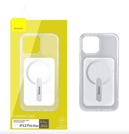 HUSA SMARTPHONE Baseus Magnetic, ptr Iphone 13 Pro, TPU, suporta incarcare magnetica,contine suport de tel tip bracket cu pliere 90 grade si rotire 360 grade, transparent "ARCX000102"-6932172603267