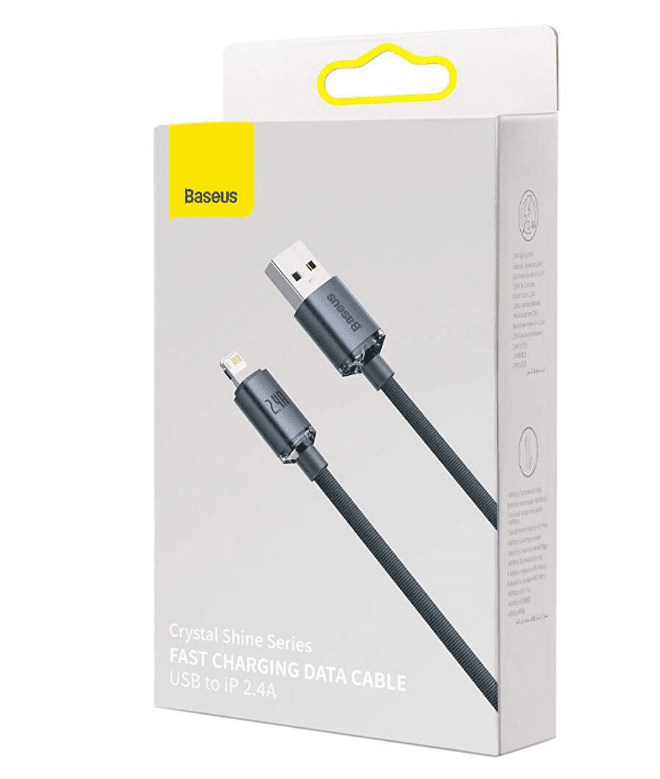 CABLU alimentare si date Baseus Crystal Shine, Fast Charging Data Cable pt. smartphone, USB la Lightning Iphone 2.4A, 2m, negru "CAJY000101" - 6932172602710