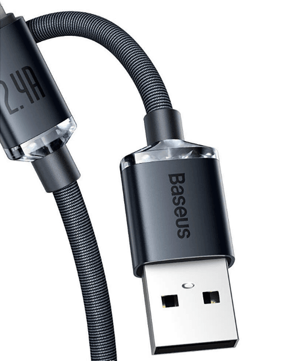 CABLU alimentare si date Baseus Crystal Shine, Fast Charging Data Cable pt. smartphone, USB la Lightning Iphone 2.4A, 2m, negru "CAJY000101" - 6932172602710 — miniatură