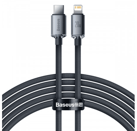 CABLU alimentare si date Baseus Crystal Shine, Fast Charging Data Cable pt. smartphone, Type-C la Lightning Iphone 20W, 2m, braided, negru "CAJY000301" - 6932172602772 — miniatură