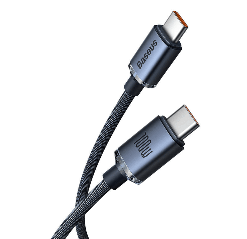 CABLU alimentare si date Baseus Crystal Shine, Fast Charging Data Cable pt. smartphone, USB Type-C la USB Type-C 100W, 1.2m, braided, negru "CAJY000601" - 6932172602864 — miniatură
