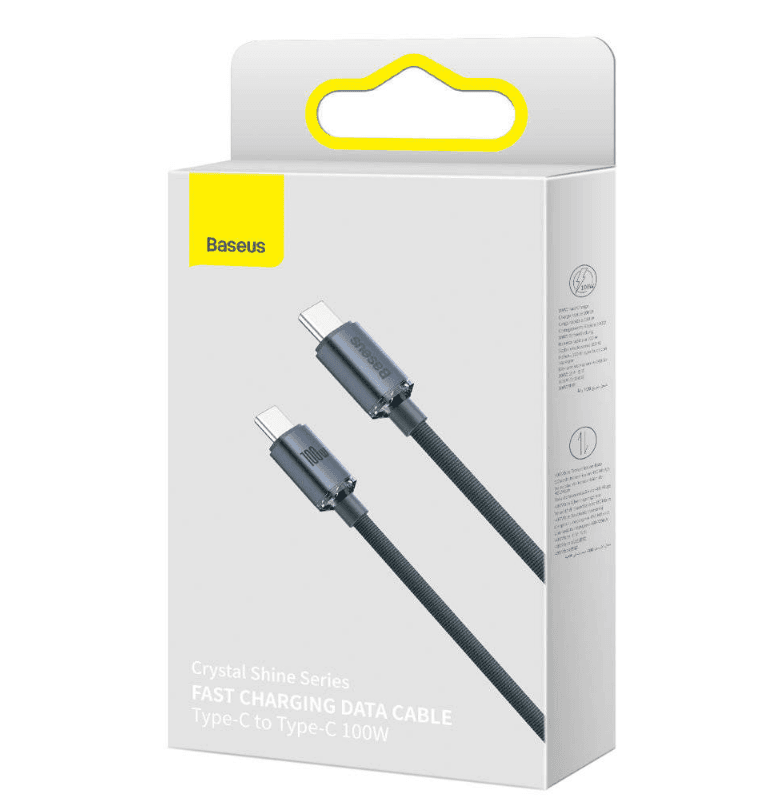 CABLU alimentare si date Baseus Crystal Shine, Fast Charging Data Cable pt. smartphone, USB Type-C la USB Type-C 100W, 1.2m, braided, negru "CAJY000601" - 6932172602864 — miniatură
