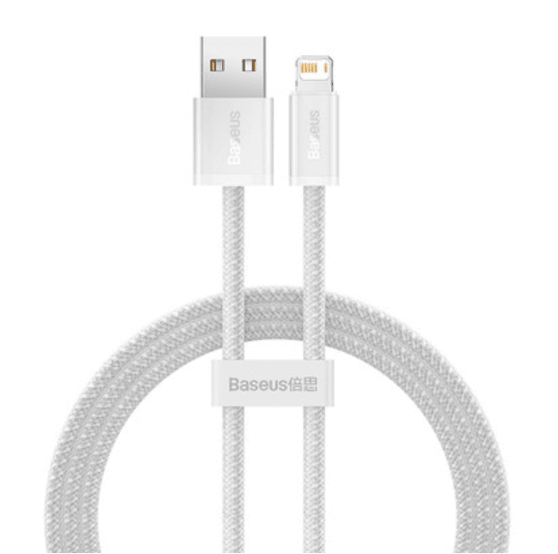 CABLU alimentare si date Baseus Dynamic Series, Fast Charging Data Cable pt. smartphone, USB la Lightning Iphone 2.4A, 1m, braided, alb "CALD000402" - 6932172602024