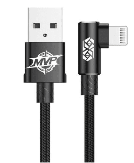 CABLU alimentare si date Baseus MVP, Fast Charging Data Cable pt. smartphone, USB la Lightning iPhone 2A unghi 90 grade, brodat, 1m, negru "CALMVP-01" - 6953156263406