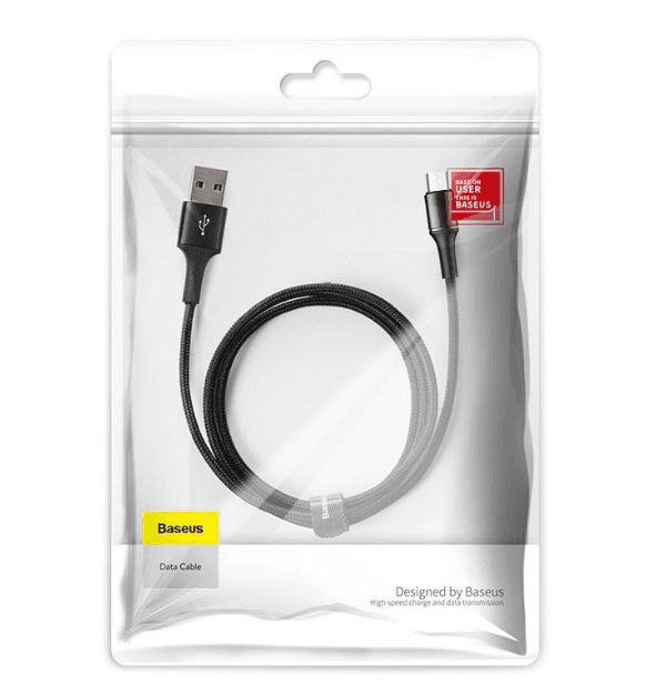 CABLU alimentare si date Baseus Halo, Fast Charging Data Cable pt. smartphone, USB la Micro-USB 3A, brodat, LED, 1m, negru "CAMGH-B01" - 6953156292642 — miniatură