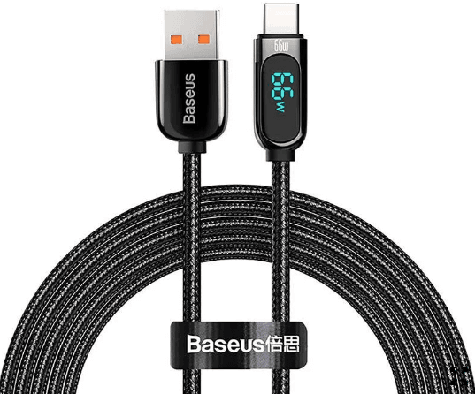 CABLU alimentare si date Baseus Display, Fast Charging Data Cable pt. smartphone, USB la USB Type-C 66W, braided, 1m, negru "CASX020001" - 6932172600563