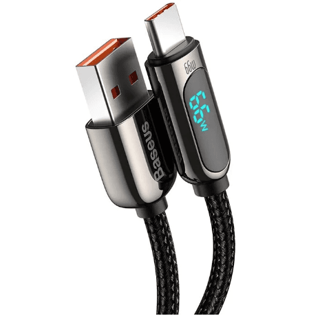 CABLU alimentare si date Baseus Display, Fast Charging Data Cable pt. smartphone, USB la USB Type-C 66W, braided, 1m, negru "CASX020001" - 6932172600563 — miniatură