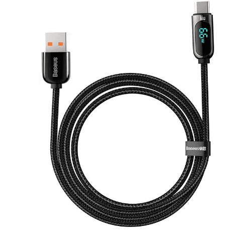 CABLU alimentare si date Baseus Display, Fast Charging Data Cable pt. smartphone, USB la USB Type-C 66W, braided, 1m, negru "CASX020001" - 6932172600563 — miniatură