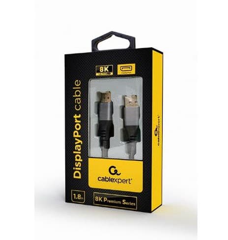 CABLU video GEMBIRD, DisplayPort (T) la DisplayPort (T), 1.8m, DP 1.4, premium, conectori auriti, rezolutie maxima 8K (7680 x 4320) la 60 Hz, negru, "CC-DP8K-6" — miniatură