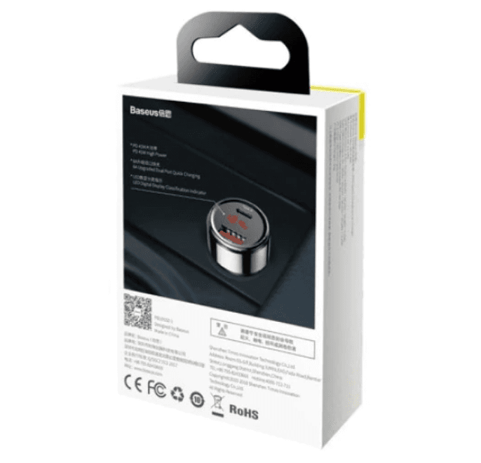 INCARCATOR AUTO Baseus Magic Series PPS,1xUSB Output 4.5V/5A,1 x USB Type-C Output 5V/3A,total output 45W,6A,pt. bricheta auto,afisaj digital,negru"CCMLC20C-01"-6953156293182 — miniatură