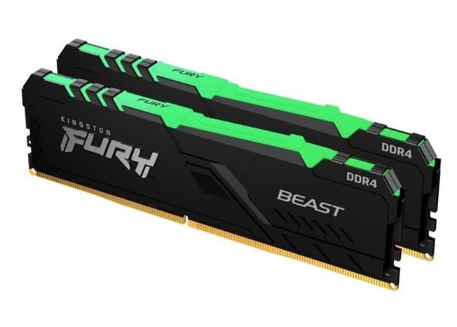 Memorie DDR Kingston - gaming FURY Beast DDR4 32 GB, frecventa 2666 MHz, 16 GB x 2 module, radiator, iluminare RGB, "KF426C16BBAK2/32"