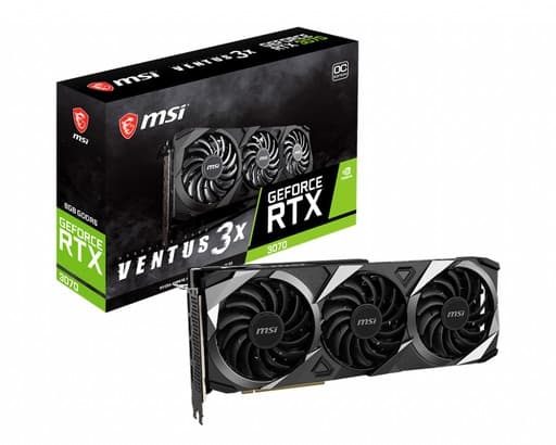 PLACA VIDEO MSI "GeForce RTX 3070 VENTUS 3X 8G OC", 8 GB GDDR6 256 biti, PCI Express 4.0 x 16, HDMI DisplayPort x 3, sistem racire aer, "RTX3070V 3X OC LHR" — miniatură