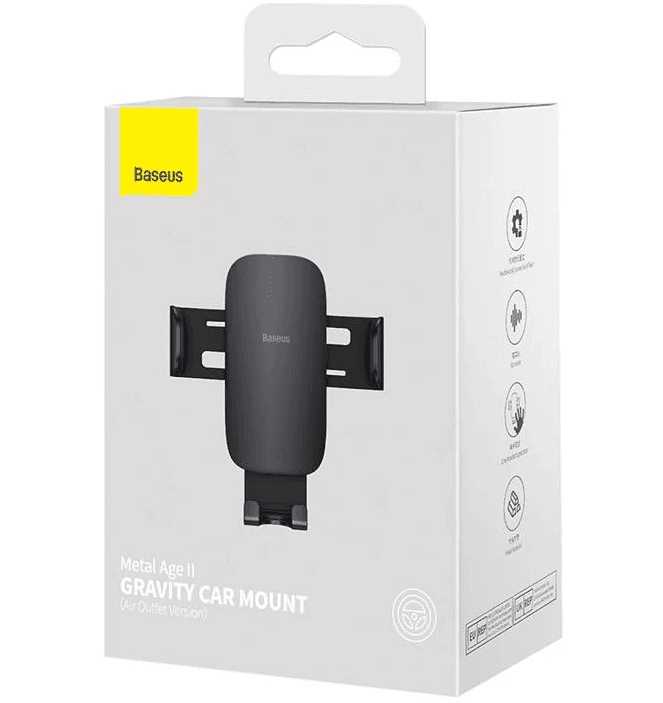 SUPORT AUTO Baseus Metal Age II pt. SmartPhone,fixare grila ventilatie,ofera posibilitatea reglarii unghiului de vizionare pe verticala si orizontala (360 de grade),negru "SUJS000001" - 6932172605216 — miniatură