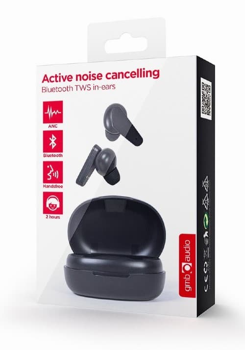 CASTI Gembird, "Malmo, wireless, intraauriculare - butoni, pt smartphone, microfon pe casca, conectare prin Bluetooth 5.0, ANC, negru, "TWS-ANC-MMX" — miniatură