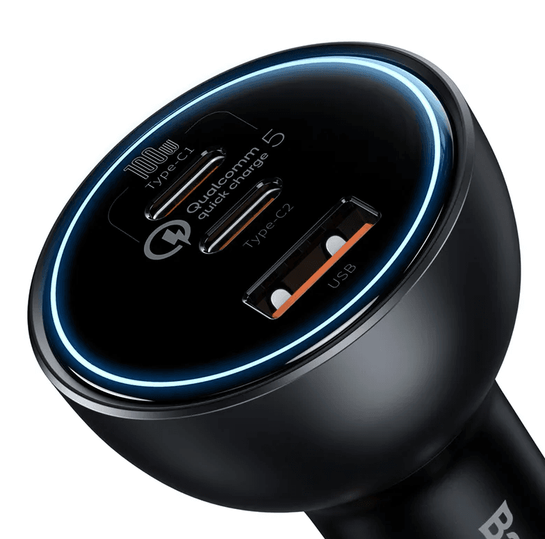 INCARCATOR auto Baseus Qualcomm QC 5,1xUSB Output 5V/3A,2xUSB Type-C max 5V/3A,total output 160W,include cablu USB Type-C la USB Type-C 100W 1m,gri"TZCCZM-0G"-6953156206731 — miniatură