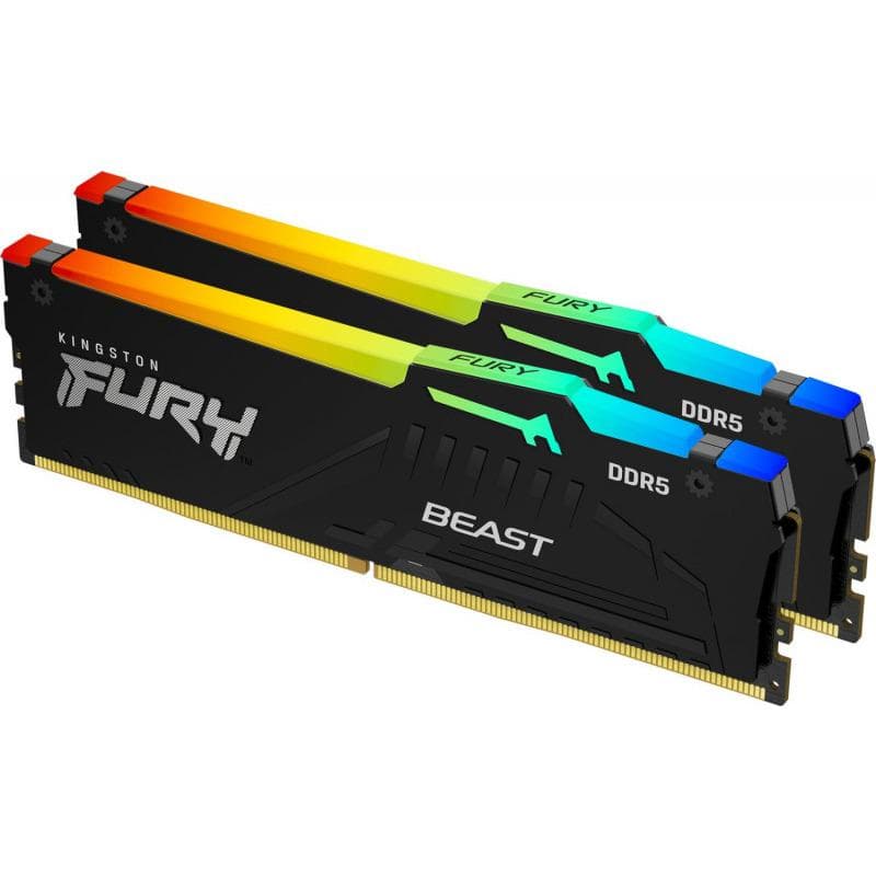 Memorie DDR Kingston - gaming DDR5 32GB frecventa 6000 MHz, 16GB x 2 module, radiator, iluminare RGB, latenta CL40, "KF560C40BBAK2-32" — miniatură