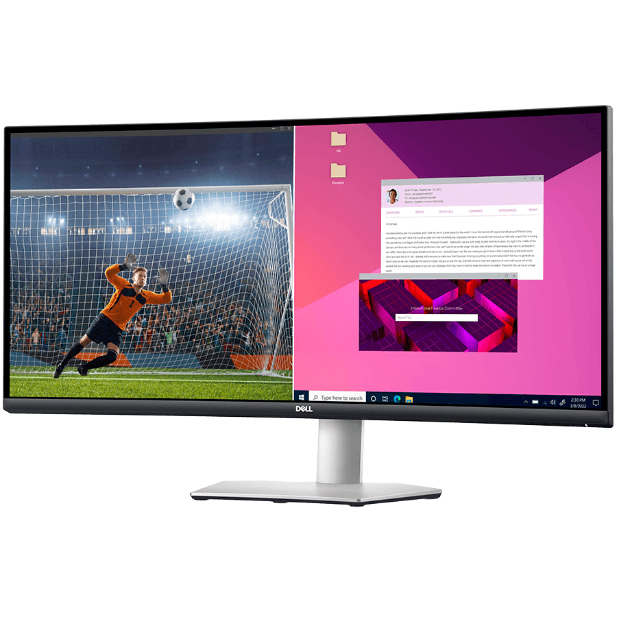 Monitor LED Dell S3423DWC Curved, 34", WQHD 3440x1440, 21:9 100Hz, AG, 300 cd/m2, 3000:1, 178/178, 4ms, AMD FreeSync, 2xHDMI, USB 3.2, USB-C, Height, Tilt, "S3423DWC-05"