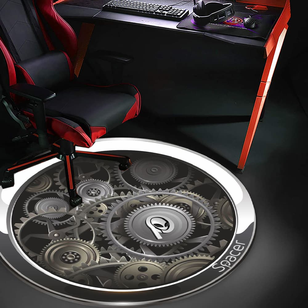 Covor pentru scaun gaming SPACER, protectie parchet, cauciuc si material textil, 1200 x 3mm, rotund, CLOCK 46501467 "SPFP-CLOCK-120" — miniatură