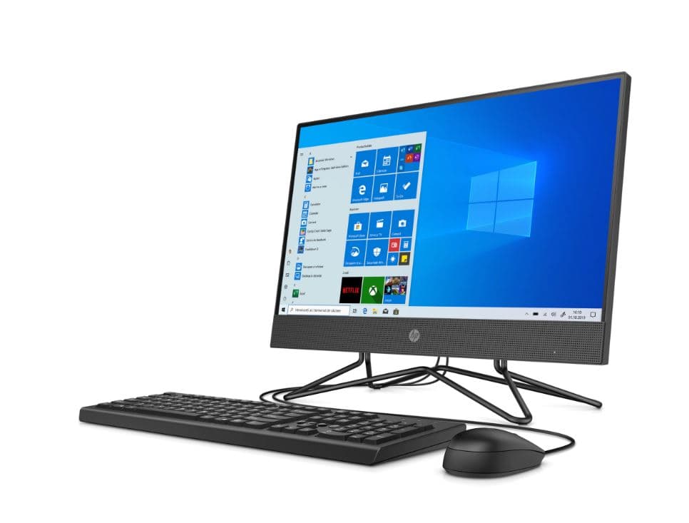 DESKTOP HP, "200 G4" All-in-one, 21.5 inch, CPU i5-10210U, Intel UHD Graphics 630, memorie 8 GB, SSD 256 GB, unitate optica, tastatura si mouse, Windows 10 Pro, "2Z362EA" — miniatură