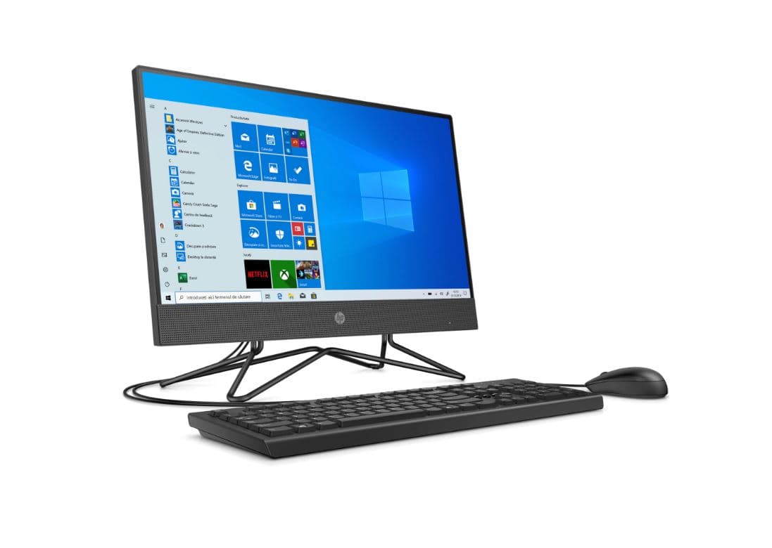 DESKTOP HP, "200 G4" All-in-one, 21.5 inch, CPU i5-10210U, Intel UHD Graphics 630, memorie 8 GB, SSD 256 GB, unitate optica, tastatura si mouse, Windows 10 Pro, "2Z362EA" — miniatură