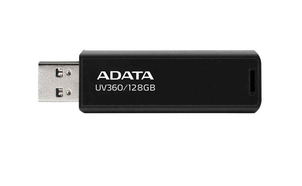 MEMORIE USB 3.2 ADATA 128 GB, retractabila, carcasa metalica, negru, "AUV360-128G-RBK" — miniatură
