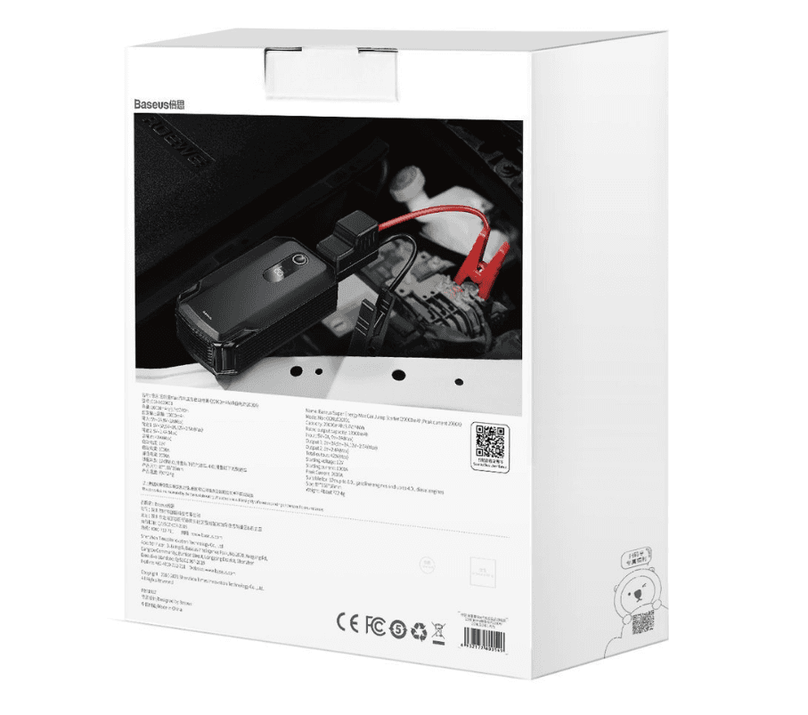 STARTER auto Baseus Super Energy Max,display LED,20000mAh/3.7V/74Wh, 2 x USB 5V/2.4A, start-up 12V, motoare benzina sub 8L si diesel sub 4L,negru "CGNL020001" - 6932172600549 — miniatură