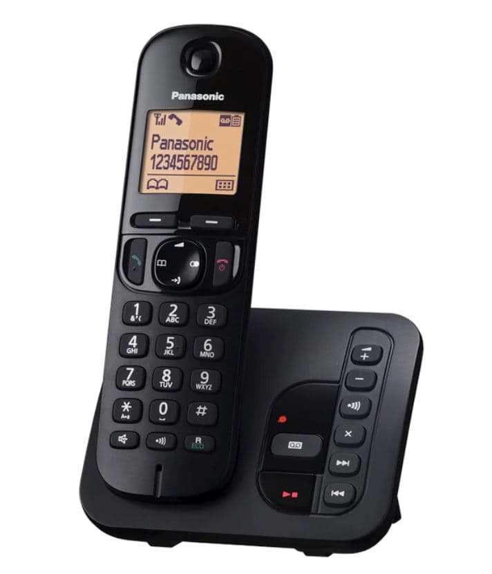 Telefon DECT, negru, 1,6" LCD display, loudspeaker CLIP, display with backlight, phonebook capacity 50 numbers, speed dial, keypad lock, wallmountable, "KX-TGC220FXB" — miniatură