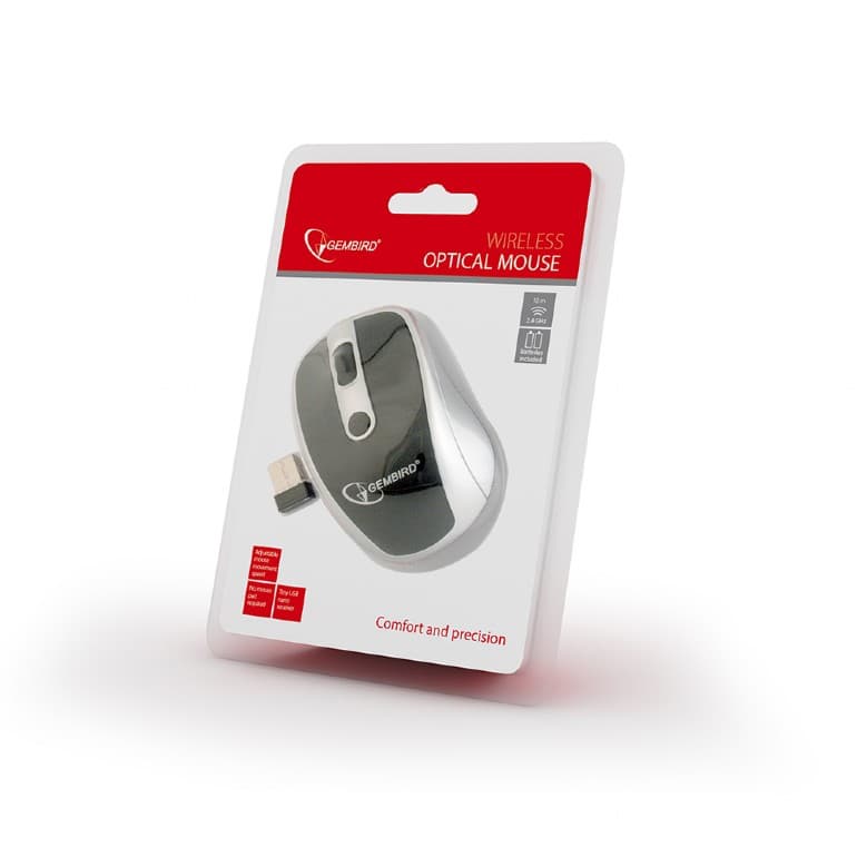 MOUSE GEMBIRD, PC sau NB, wireless, 2.4GHz, optic, 1600 dpi, butoane/scroll 6/1, negru / gri, "MUSW-6B-02-BG" — miniatură