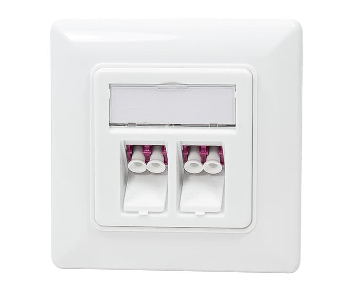 PRIZA LC duplex cu 2 iesiri, LOGILINK pt. cablu fibra optica, LC OS2 OM2/OM3/OM4/OM5, plastic cu mansoane ceramice, 1 buc., aplicabila, capace de praf, "NK4024"
