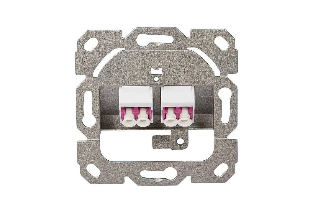 PRIZA LC duplex cu 2 iesiri, LOGILINK pt. cablu fibra optica, LC OS2 OM2/OM3/OM4/OM5, plastic cu mansoane ceramice, 1 buc., aplicabila, capace de praf, "NK4024" — miniatură