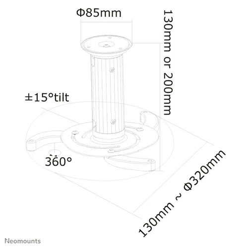 Neomounts Projector Ceiling Mount 8-15cm "BEAMER-C80" — miniatură