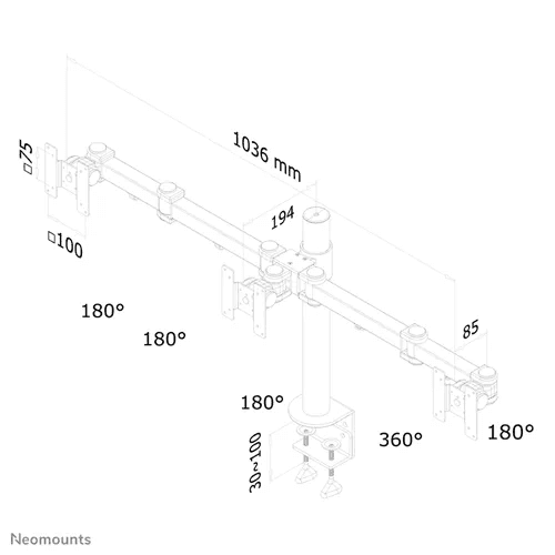 Neomounts Screen TV Desk Clamp Full Mot 10"-21" "FPMA-D960D3" — miniatură