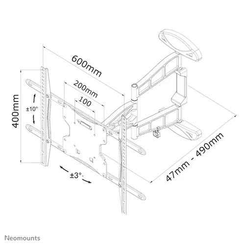 Neomounts Screen TV Wall Mount 3Piv+Til 32"-60" "LED-W500" — miniatură