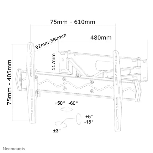 Neomounts Screen TV Wall Mount 3Piv+Til 32"-75" "LED-W560" — miniatură