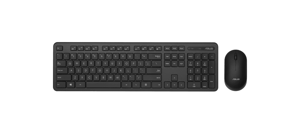 ASUS Keyboard + Mouse Kit CW100 Wireless 10m 2.4GHz 1600dpi US International Slim lightweight design Black, "90XB0700-BKM020"