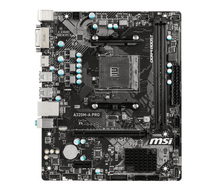 MSI A320M-A PRO. MSI A320M-A PRO, AM4, 2x DDR4, DVI/HDMI, mATX, "A320M-A PRO."