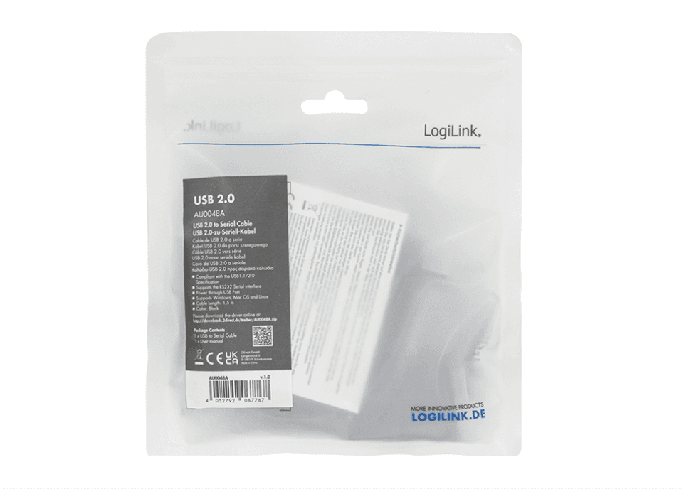 CABLU USB LOGILINK adaptor, USB 2.0 (T) la Serial DB9M (9-pin)(RS232)(T), 1.5m, negru, "AU0048A" — miniatură