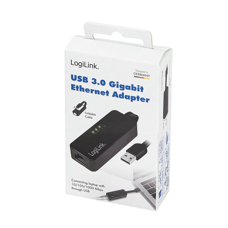 CABLU USB LOGILINK adaptor, USB 3.0 (T) la RJ45 (M), 14cm lungime totala, "UA0184A" — miniatură