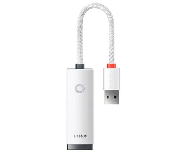 ADAPTOR RETEA Baseus Lite, USB 2.0 to RJ-45 10/100 Mbps Adapter, LED, alb "WKQX000002" - 6932172606039